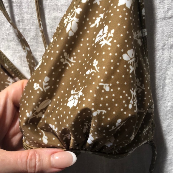 Faithfull the brand top only olive green floral string bikini top  size L - Picture 4 of 6